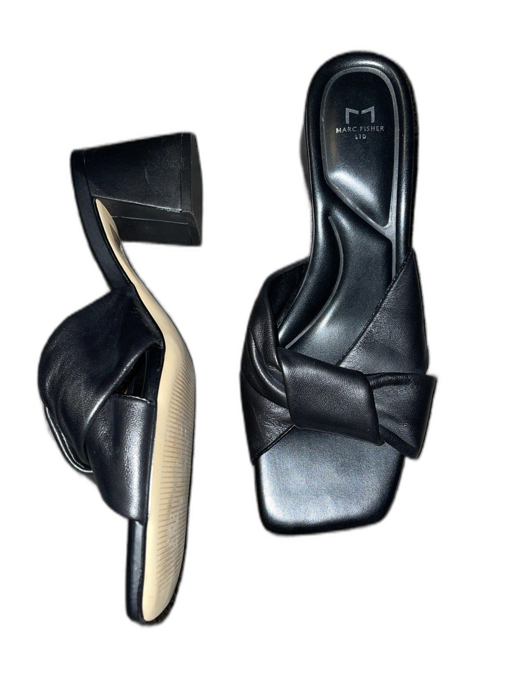 Marc Fisher LTD Twist Knot Leather Sandals Calia Black Size 9.5 - Picture 2 of 4